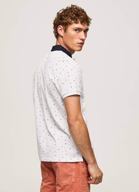 Pepe Jeans All-Over Print Pique Polo Shirt Men White Z22X1094
