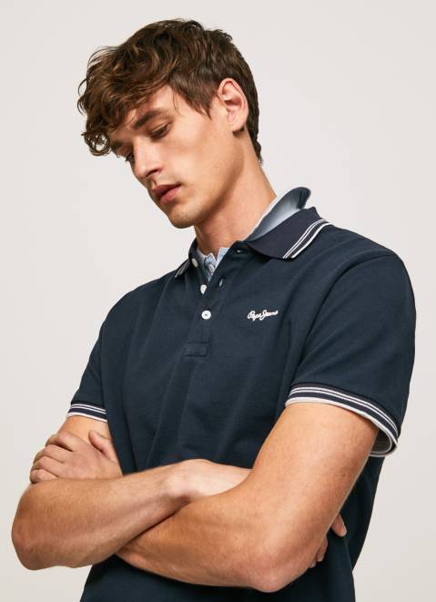 Pepe Jeans Embroidered Logo Pique Polo Shirt Men Dulwich Z22X1076