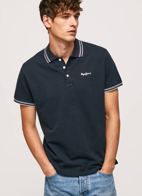 Pepe Jeans Embroidered Logo Pique Polo Shirt Men Dulwich Z22X1076