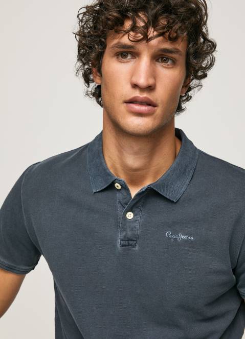 Pepe Jeans Embroidered Logo Pique Polo Shirt Men Dulwich Z22X1097