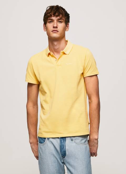 Pepe Jeans Embroidered Logo Pique Polo Shirt Men Shine Z22X1081