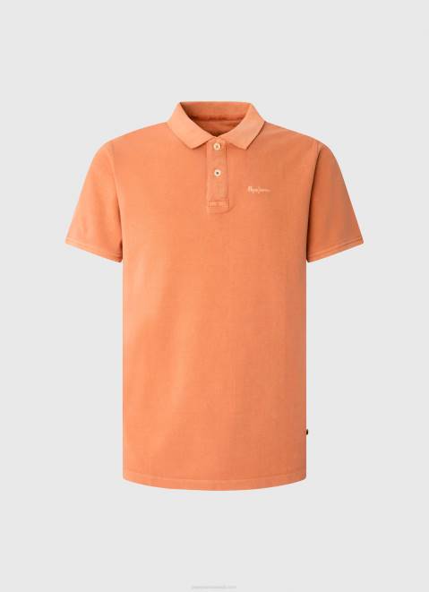 Pepe Jeans Embroidered Logo Pique Polo Shirt Men Squash Orange Z22X1095