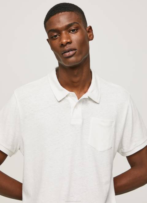 Pepe Jeans Polo Shirt Cotton Linen Men Off White Z22X1089