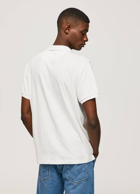 Pepe Jeans Polo Shirt Cotton Linen Men Off White Z22X1089