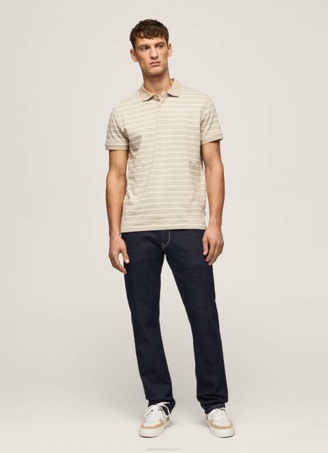 Pepe Jeans Striped Print Polo Shirt Men Malt Z22X1093