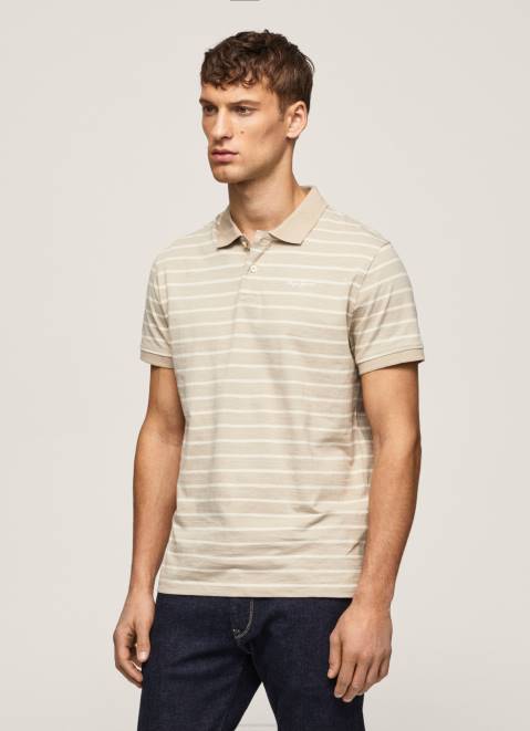Pepe Jeans Striped Print Polo Shirt Men Malt Z22X1093