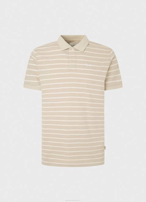 Pepe Jeans Striped Print Polo Shirt Men Malt Z22X1093