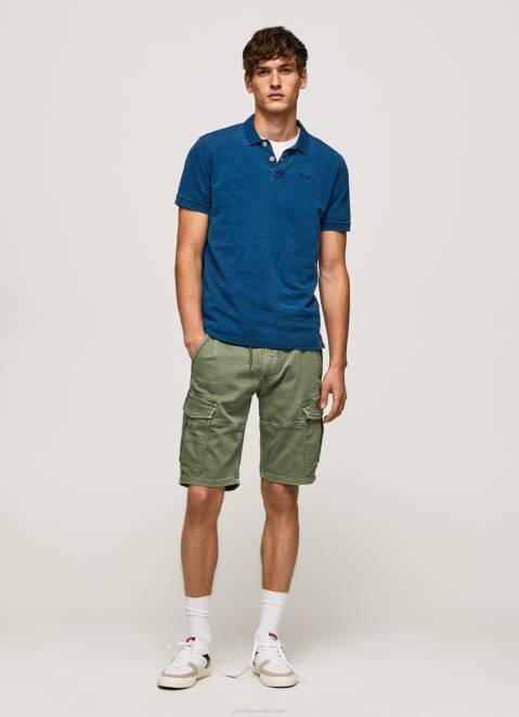 Pepe Jeans Worn-Effect Cotton Polo Shirt Men Indigo Z22X1079