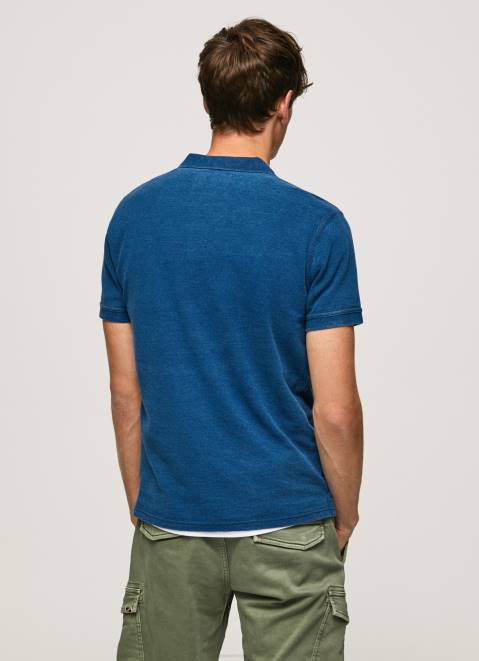 Pepe Jeans Worn-Effect Cotton Polo Shirt Men Indigo Z22X1079