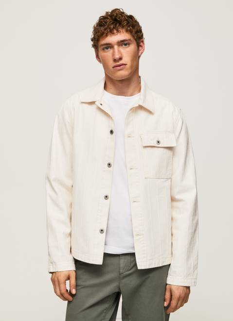 Pepe Jeans Blake Relaxed Fit Denim Overshirt Men Denim Z22X1037