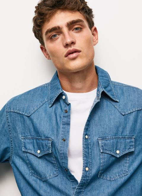 Pepe Jeans Carson Regular Fit Denim Shirt Men Denim Z22X1020