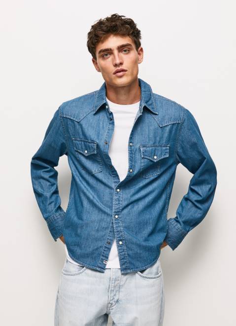 Pepe Jeans Carson Regular Fit Denim Shirt Men Denim Z22X1020