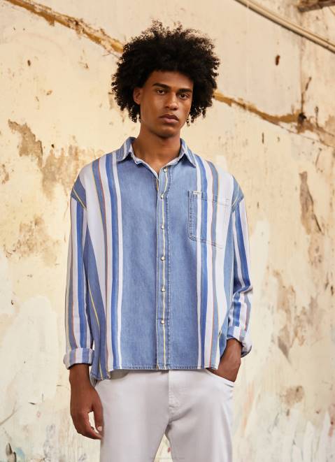 Pepe Jeans Devon Oversized Denim Overshirt Men Denim Z22X1021