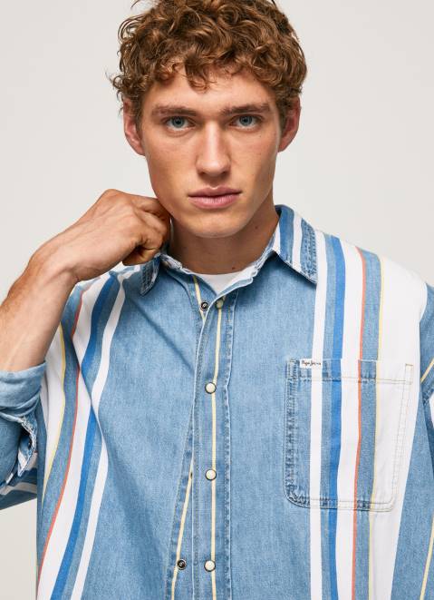 Pepe Jeans Devon Oversized Denim Overshirt Men Denim Z22X1021