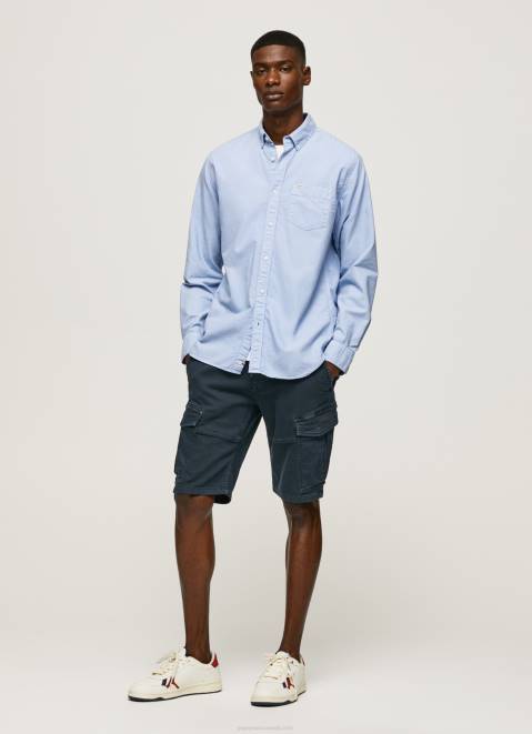 Pepe Jeans Fabio Regular Fit Oxford Shirt Men Bleach Blue Z22X1027