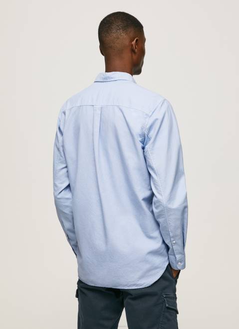 Pepe Jeans Fabio Regular Fit Oxford Shirt Men Bleach Blue Z22X1027