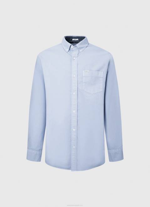 Pepe Jeans Fabio Regular Fit Oxford Shirt Men Bleach Blue Z22X1027