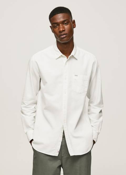 Pepe Jeans Fabio Regular Fit Oxford Shirt Men White Z22X1031
