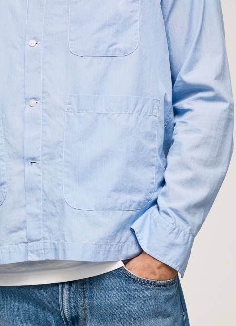 Pepe Jeans Lambert Fil A Fil Straight Fit Shirt Men Bleach Blue Z22X1030