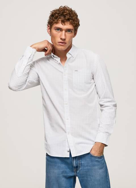 Pepe Jeans Larry Slim Fit Poplin Shirt Men Bleach Blue Z22X1028