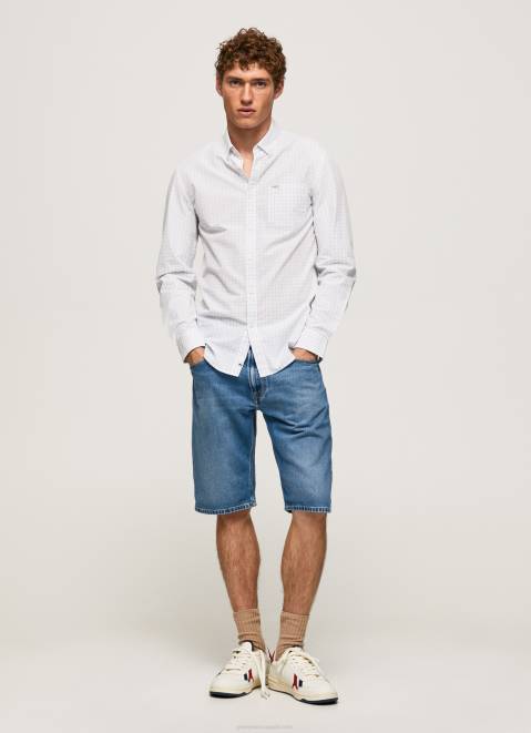 Pepe Jeans Larry Slim Fit Poplin Shirt Men Bleach Blue Z22X1028