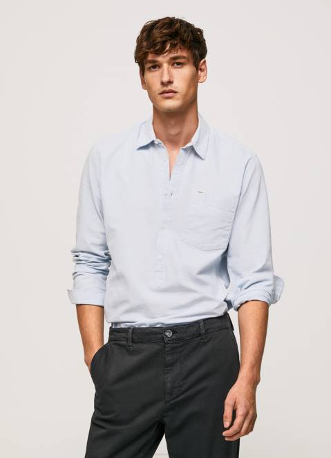Pepe Jeans Lawson Regular Fit Oxford Shirt Men Bleach Blue Z22X1052