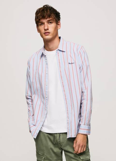 Pepe Jeans Lister Fil-A-Fil Slim Fit Shirt Men Studio Red Z22X1065
