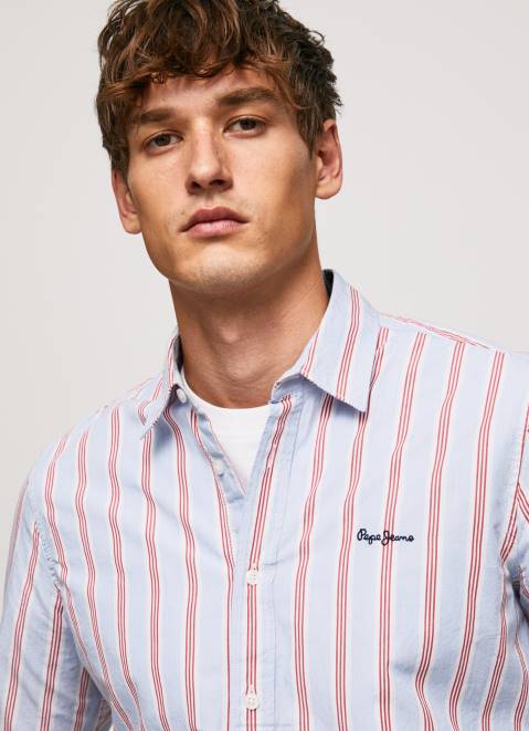 Pepe Jeans Lister Fil-A-Fil Slim Fit Shirt Men Studio Red Z22X1065
