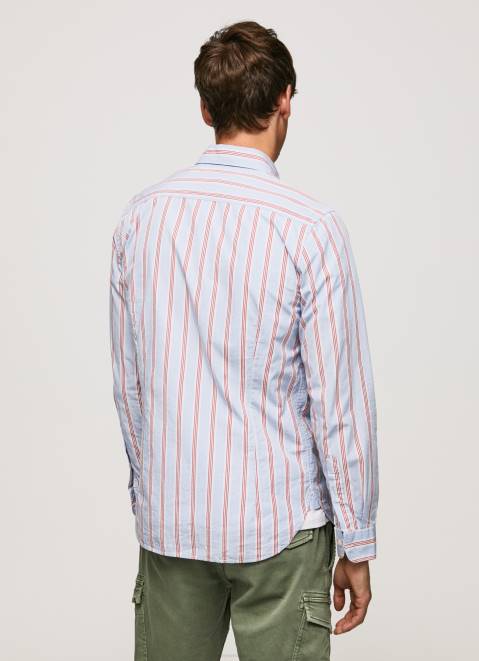 Pepe Jeans Lister Fil-A-Fil Slim Fit Shirt Men Studio Red Z22X1065