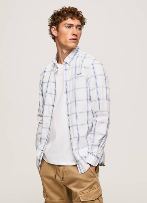 Pepe Jeans Lorian Slim Fit Poplin Shirt Men Ivory Z22X1029
