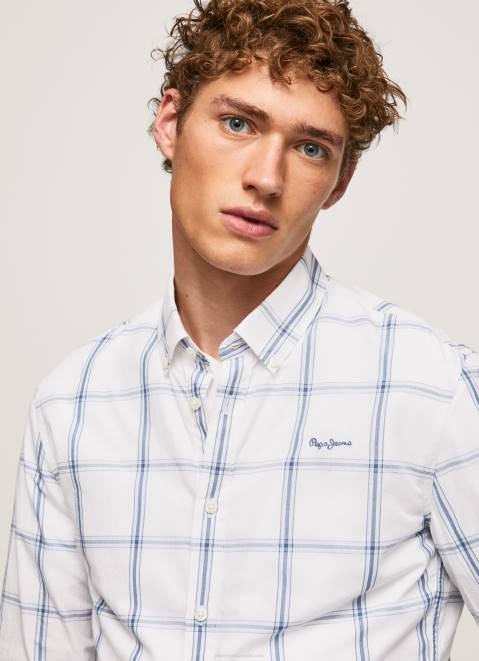 Pepe Jeans Lorian Slim Fit Poplin Shirt Men Ivory Z22X1029