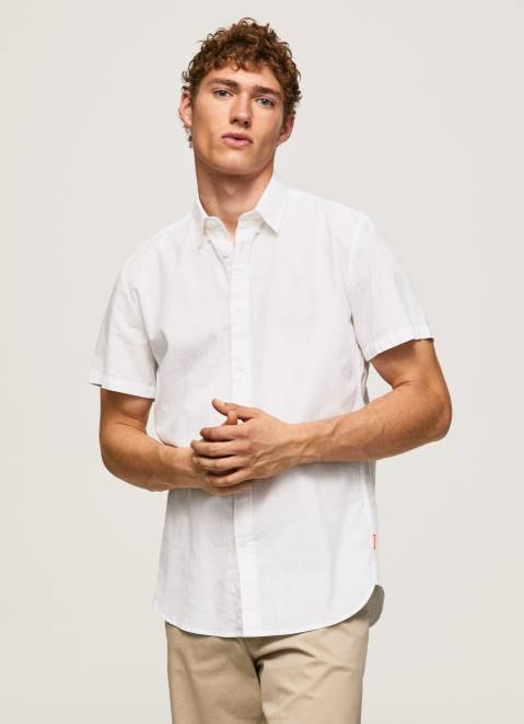 Pepe Jeans Lothersdale Short Sleeved Shirt Men White Z22X1069