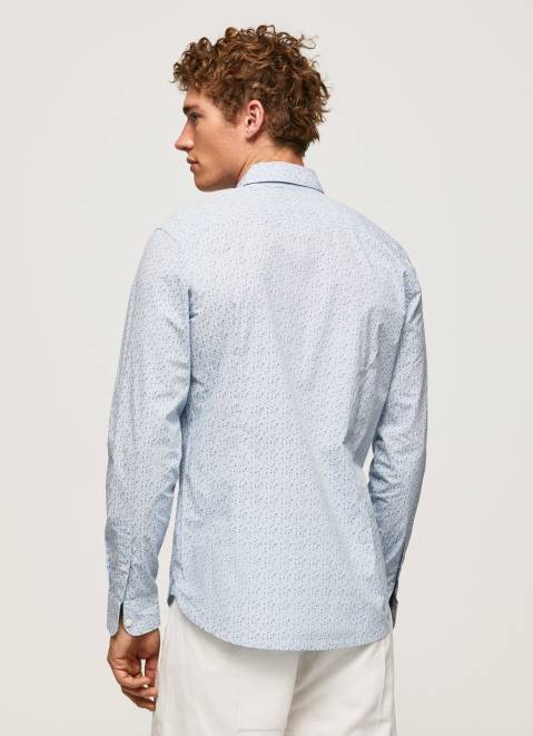 Pepe Jeans Lovejoy Floral Poplin Shirt Men Bleach Blue Z22X1045