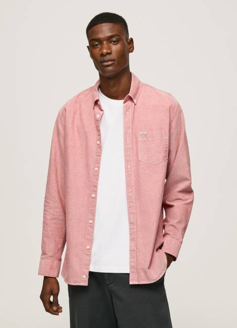 Pepe Jeans Lowell Regular Fit Oxford Shirt Men Cloudy Pink Z22X1048