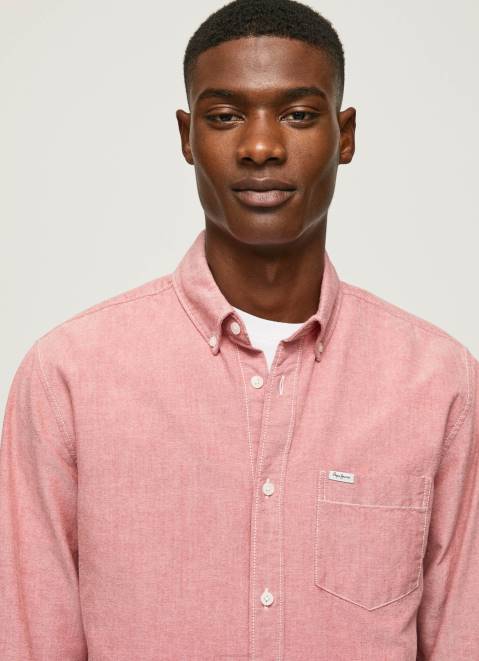 Pepe Jeans Lowell Regular Fit Oxford Shirt Men Cloudy Pink Z22X1048