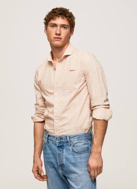 Pepe Jeans Lucus Slim Fit Poplin Shirt Men Off White Z22X1053
