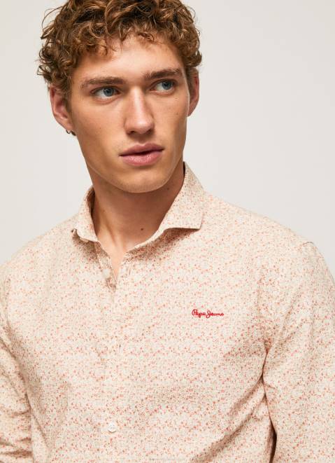 Pepe Jeans Lucus Slim Fit Poplin Shirt Men Off White Z22X1053