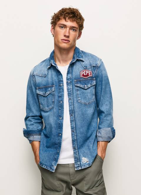 Pepe Jeans Noah Regular Fit Denim Shirt Men Denim Z22X1049
