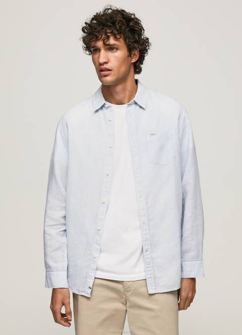 Pepe Jeans Parker Long Sleeved Shirt Men Bleach Blue Z22X1071