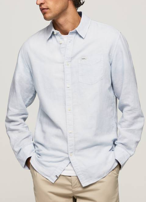 Pepe Jeans Parker Long Sleeved Shirt Men Bleach Blue Z22X1071