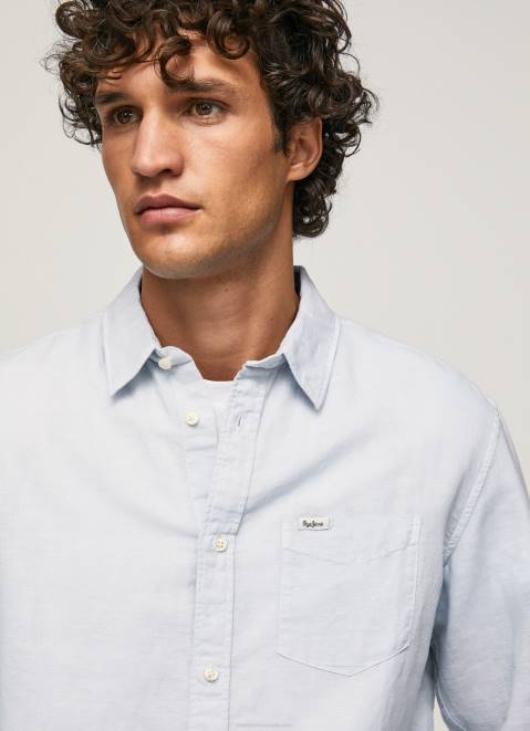 Pepe Jeans Parker Long Sleeved Shirt Men Bleach Blue Z22X1071