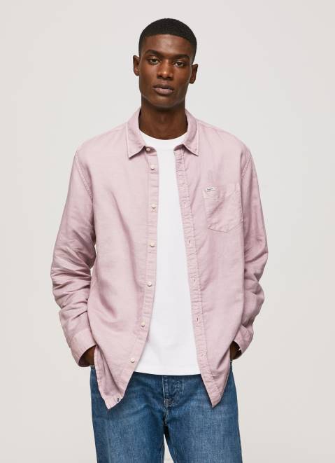 Pepe Jeans Parker Long Sleeved Shirt Men Bleach Pink Z22X1051