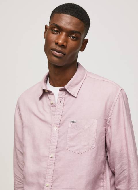 Pepe Jeans Parker Long Sleeved Shirt Men Bleach Pink Z22X1051