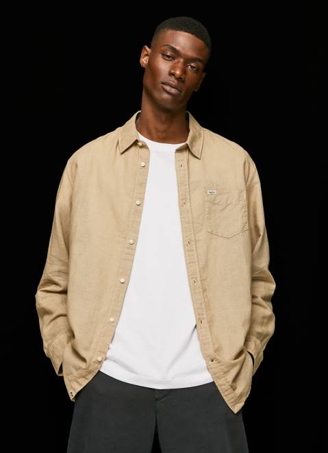 Pepe Jeans Parker Long Sleeved Shirt Men Camel Z22X1039