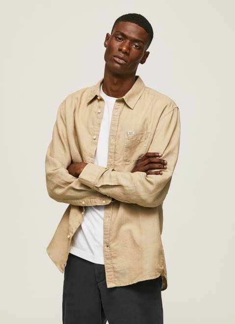 Pepe Jeans Parker Long Sleeved Shirt Men Camel Z22X1039
