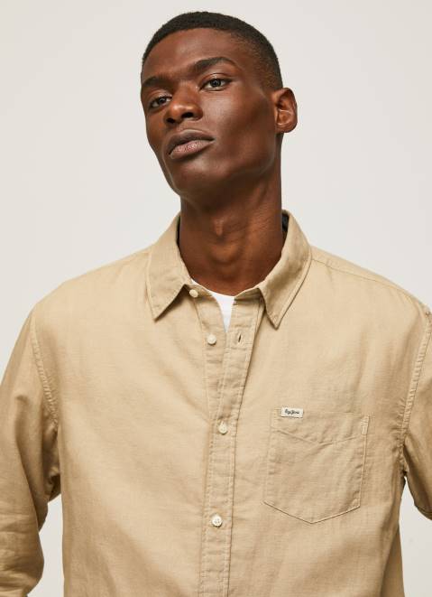 Pepe Jeans Parker Long Sleeved Shirt Men Camel Z22X1039