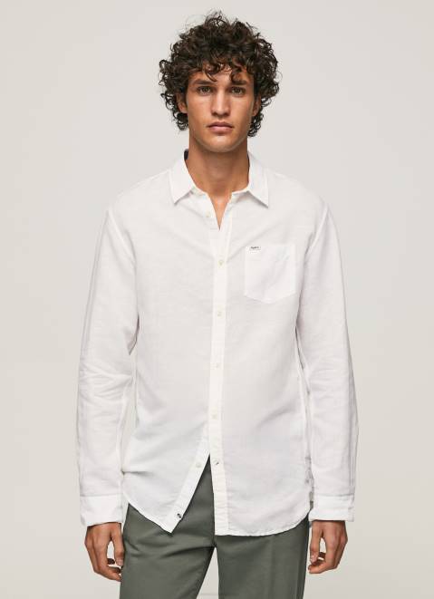 Pepe Jeans Parker Long Sleeved Shirt Men White Z22X1073