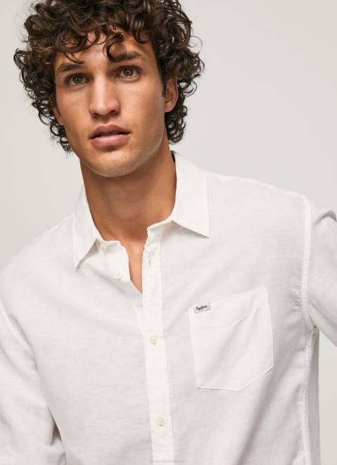Pepe Jeans Parker Long Sleeved Shirt Men White Z22X1073
