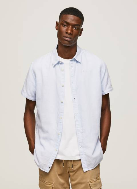 Pepe Jeans Parker Short Sleeved Shirt Men Bleach Blue Z22X1054