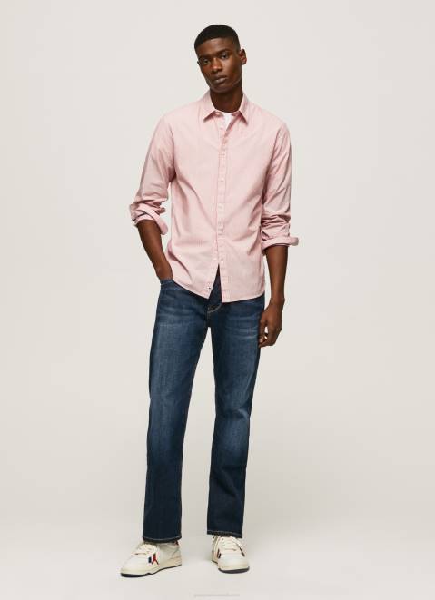 Pepe Jeans Percy Bengal-Striped Poplin Shirt Men Studio Red Z22X1074
